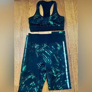 Black Line Noli Yoga Leggings Sz Medium & Top Sz Small Tropical Palm High Waist